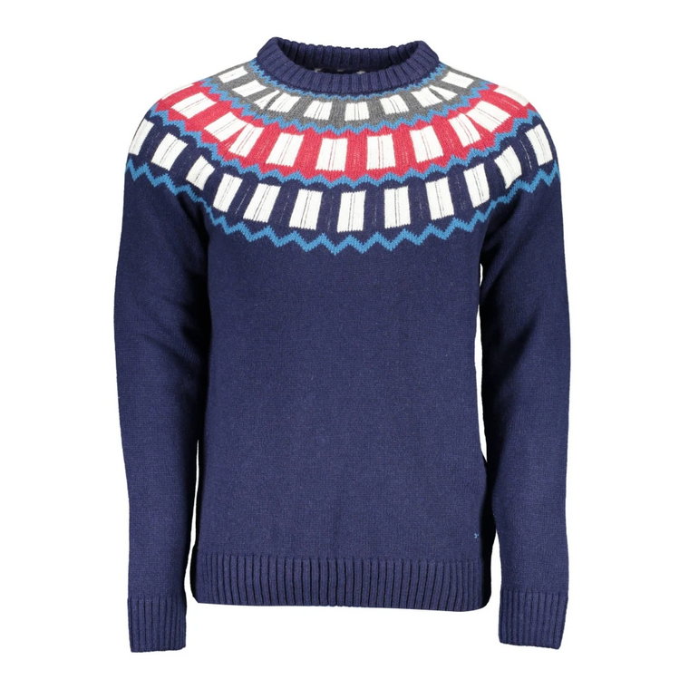 Niebieski Wełniany Sweter z Kontrastującymi Szczegółami Gant