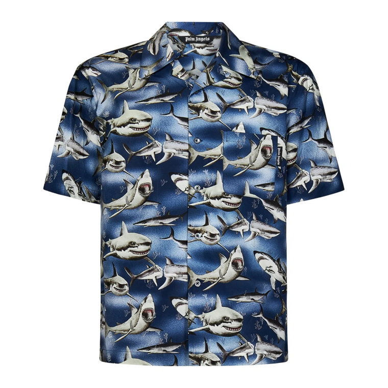 Niebieska Koszula z Wzorem Rekinów Palm Angels