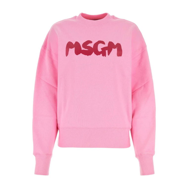 Różowy bawełniany sweter - Stylowy i wygodny Msgm