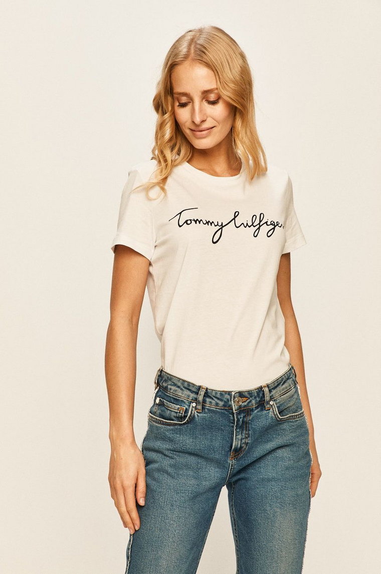 Tommy Hilfiger t-shirt bawełniany kolor biały