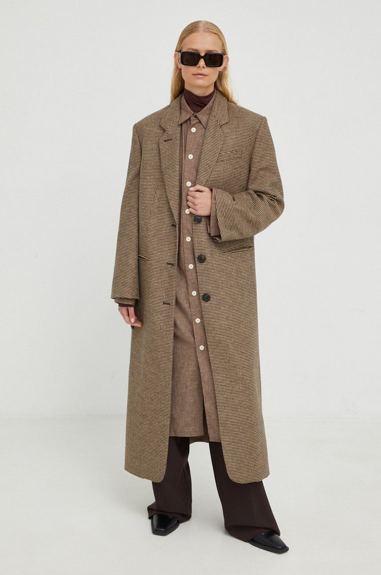 By Malene Birger płaszcz z domieszką wełny kolor brązowy przejściowy