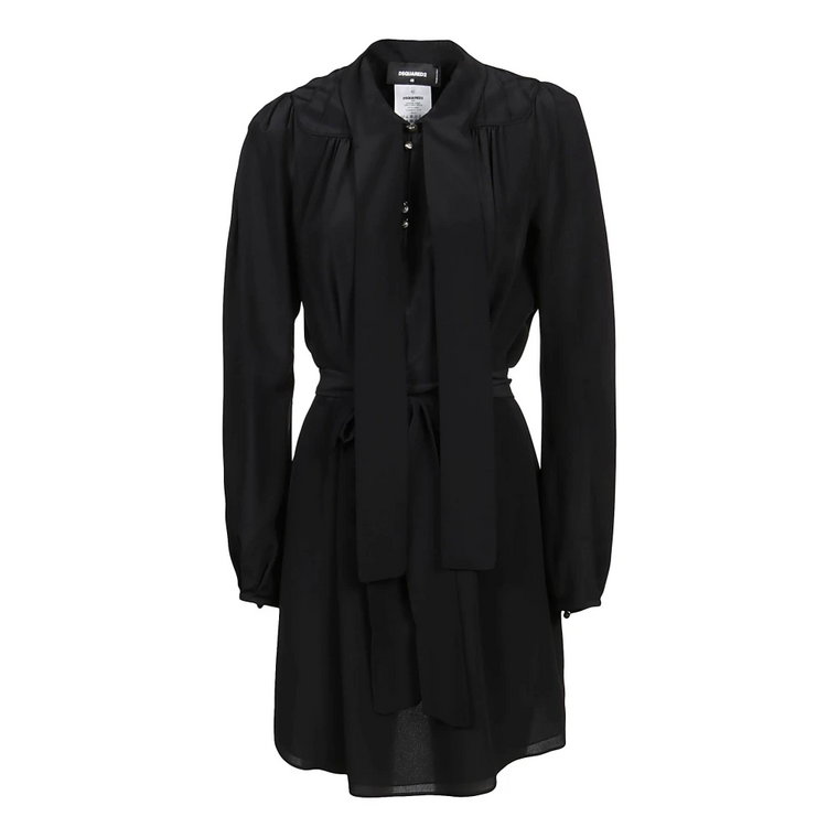 900 Czarna Sukienka Mini z Kokardą Dsquared2