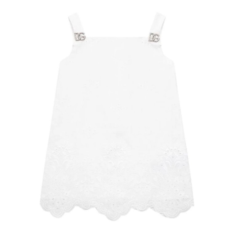 Biała plisowana sukienka z kwadratowym dekoltem Dolce & Gabbana