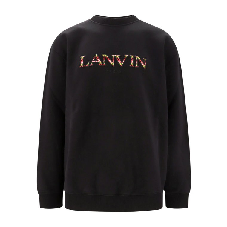 Czarny Bawełniany Sweter z Wielokolorowym Logo Lanvin