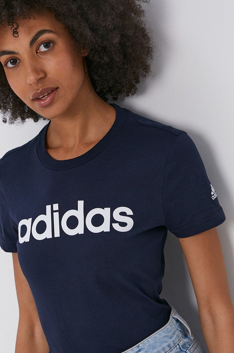 adidas t-shirt bawełniany Essentials kolor granatowy H07833