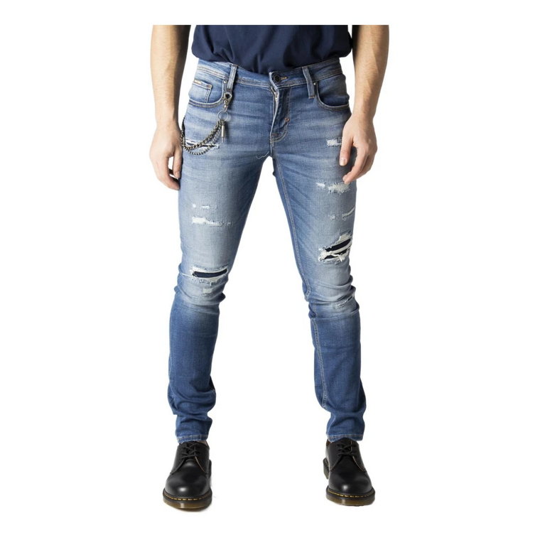 Niebieskie Spodnie Jeans z Efektem Zużycia dla Mężczyzn Antony Morato