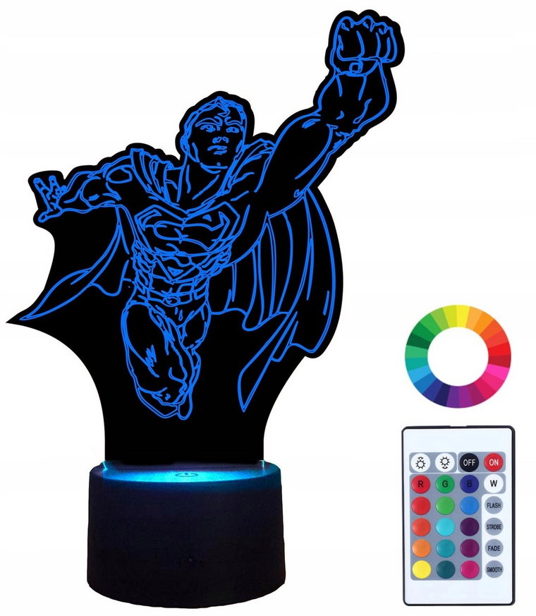 Lampka Nocna Z Imieniem Superman 3D Led Grawer