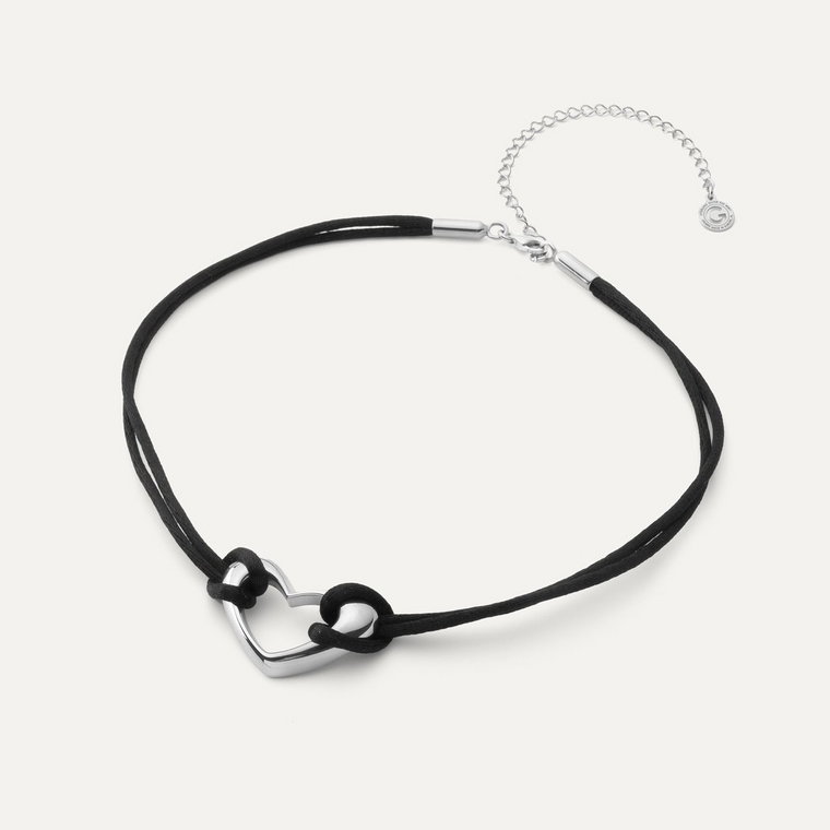 Choker z asymetrycznym sercem, srebro 925