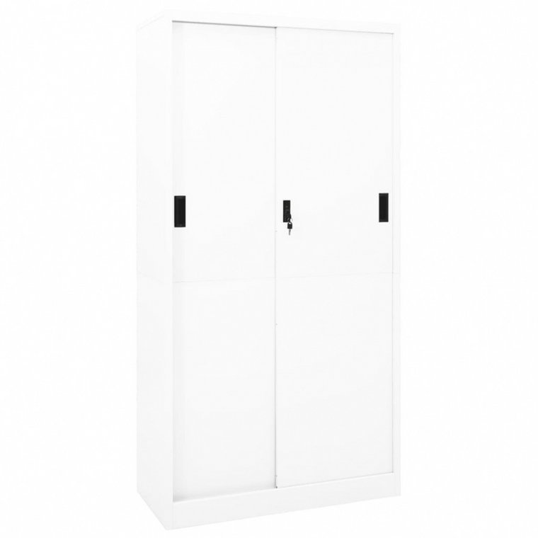 Szafa biurowa z przesuwnymi drzwiami, biała, 90x40x180 cm kod: V-335958