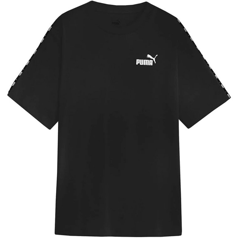 Czarna i biała koszulka z logo taśmy Puma