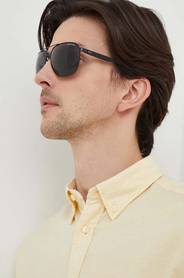 Armani Exchange okulary przeciwsłoneczne męskie kolor czarny 0AX2047S