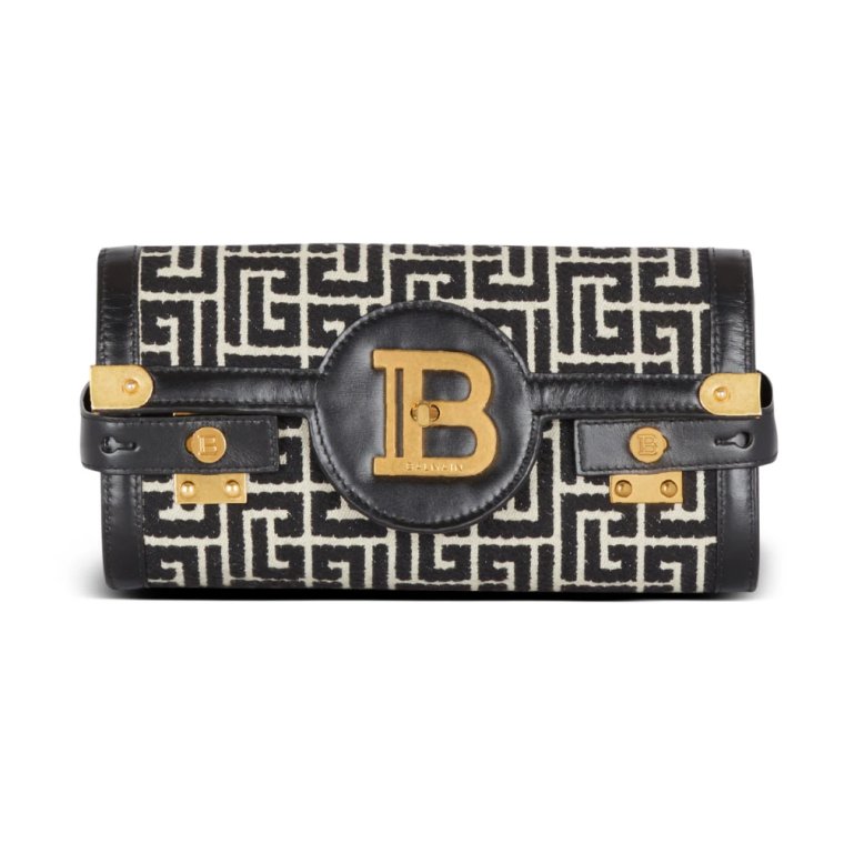 B-Buzz 23 skórzana kopertówka z monogramem dżakardu Balmain