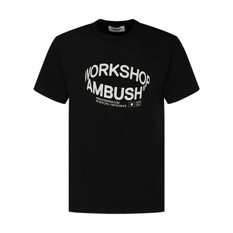 Czarna i biała bawełniana koszulka z nadrukiem logo Revolve Ambush