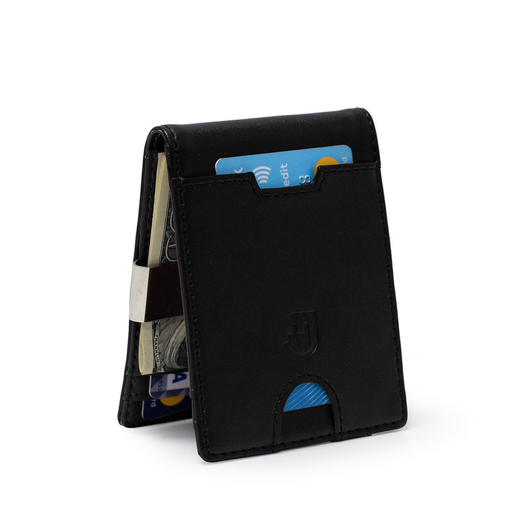 James Hawk Smart Wallet skórzany portfel slim 1,5 cm Rfid Czarny