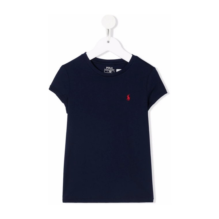Niebieska Bawełniana Koszulka Dziecięca z Haftowanym Logo Ralph Lauren
