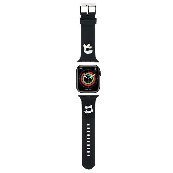 Karl Lagerfeld Pasek KLAWLSLKCNK Apple Watch 42/44/45/49mm czarny/black strap 3D Rubber Karl&Choupette Heads