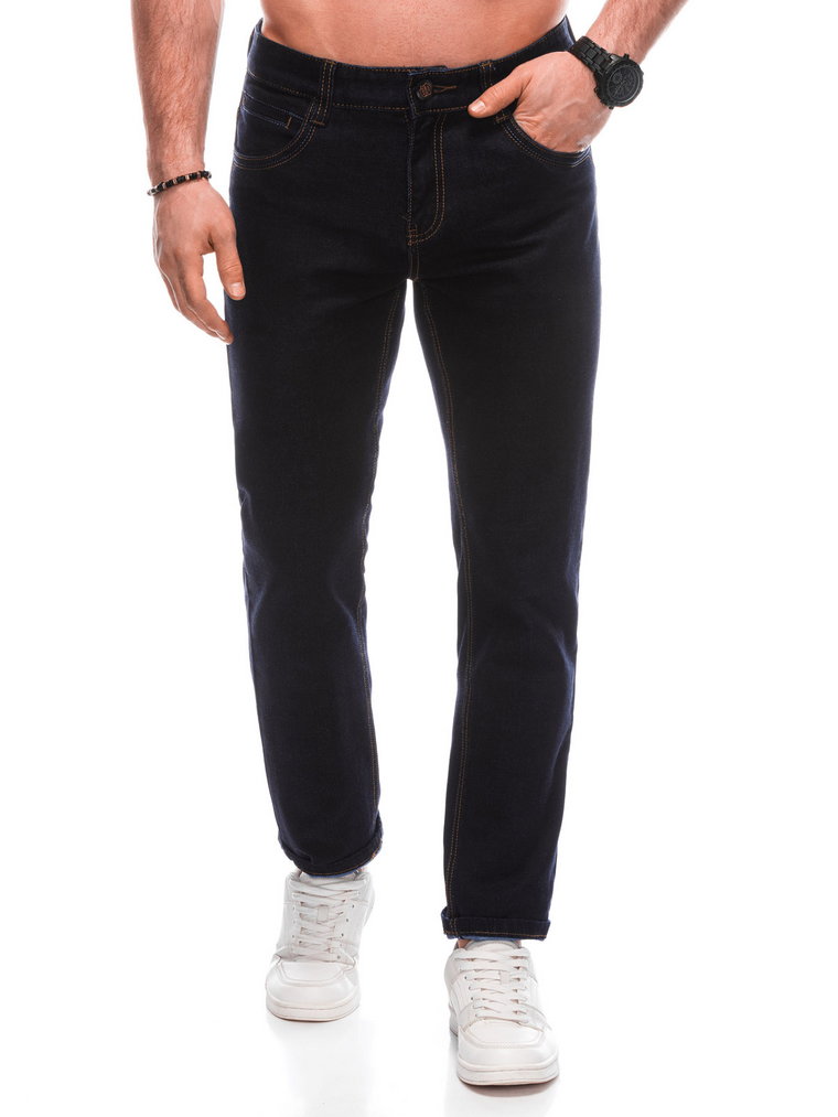 Spodnie męskie jeansowe P1463 - ciemnoniebieskie