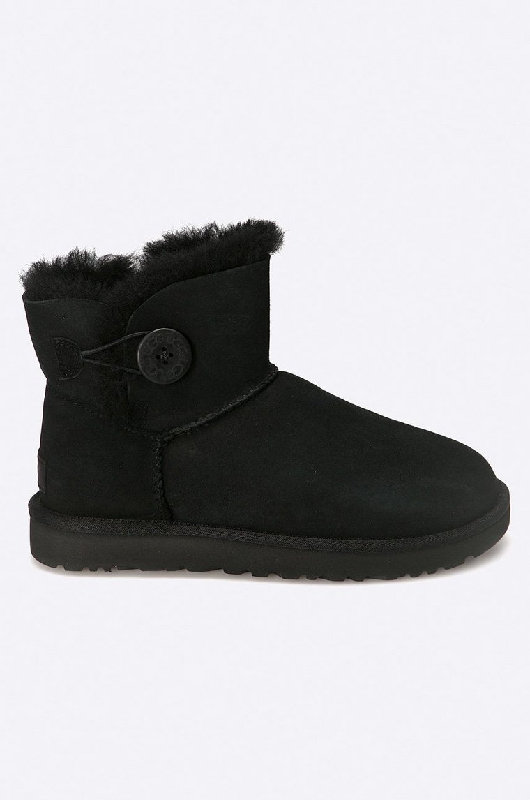 UGG śniegowce zamszowe Mini Bailey Button II damskie kolor czarny 1016422.BLK