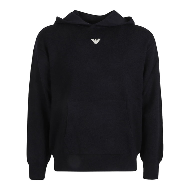 Czarny sweter z kapturem i logo Emporio Armani