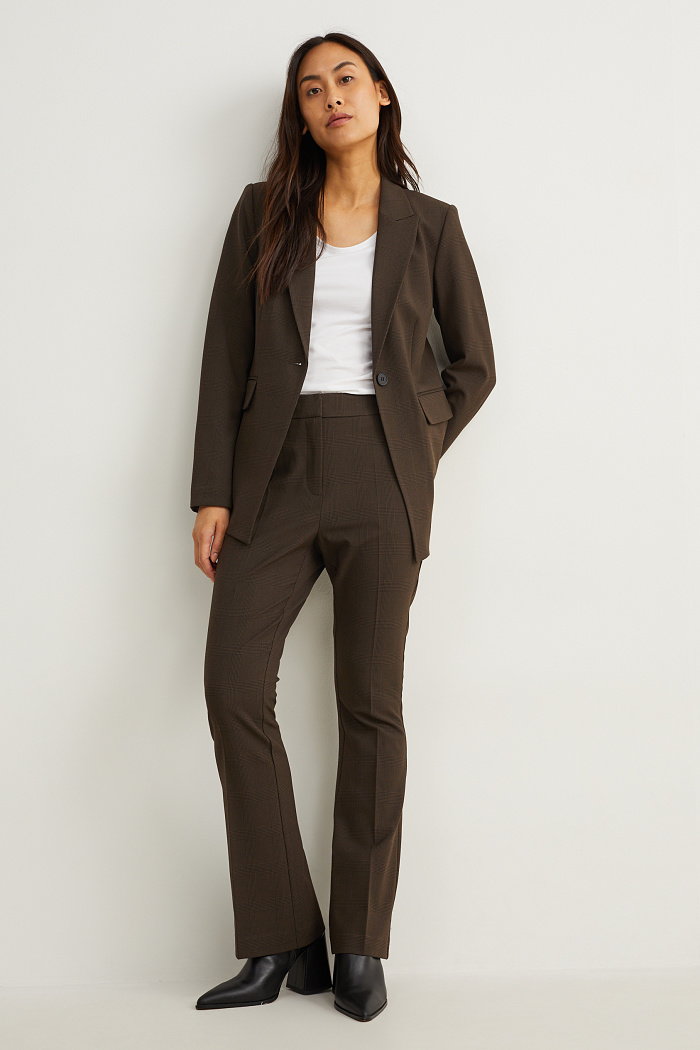 C&A Spodnie biznesowe-średni stan-flared-Flex-4 Way Stretch, Brązowy, Rozmiar: 46