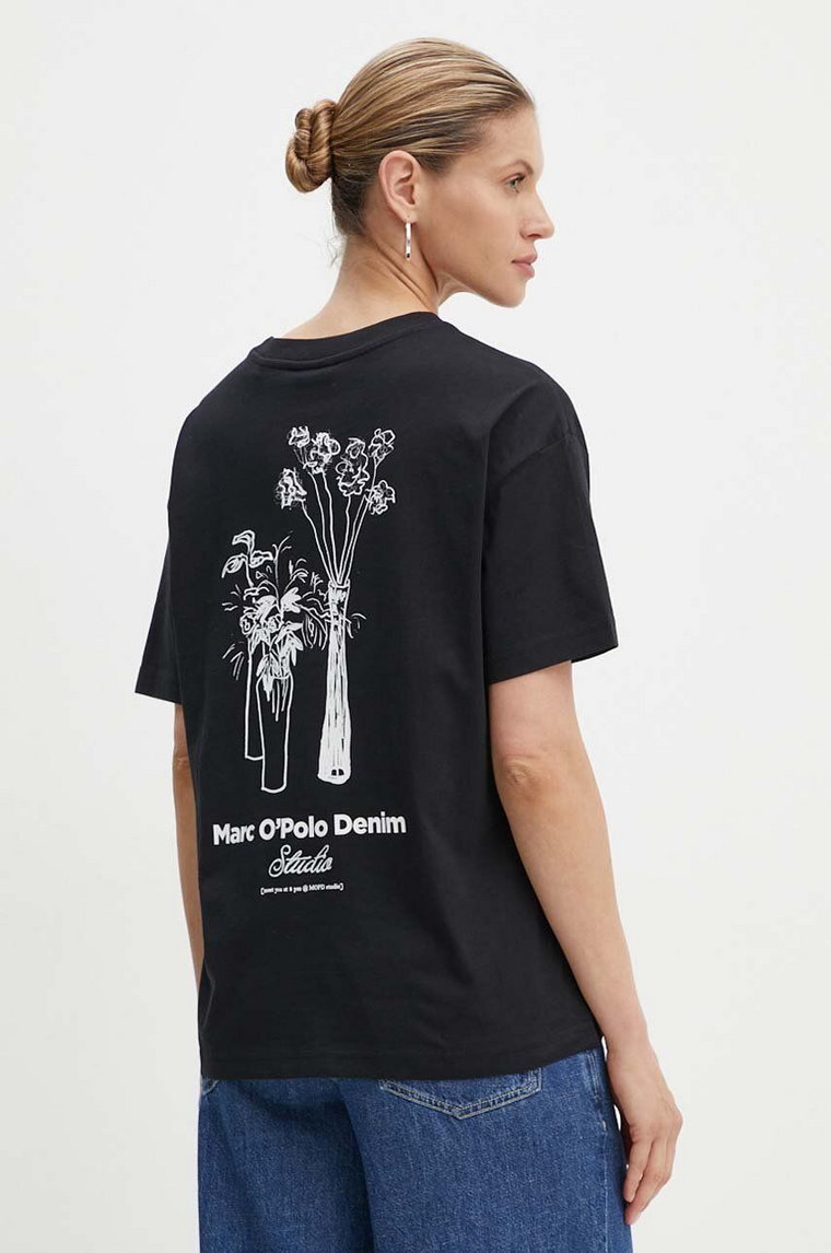Marc O'Polo t-shirt bawełniany DENIM damski kolor czarny 5000000083