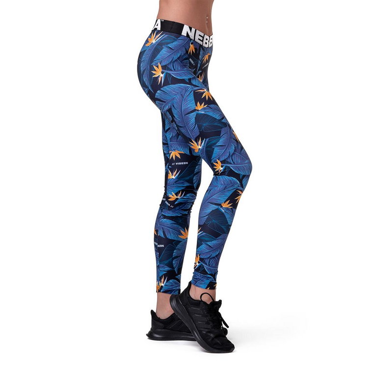 Legginsy fitness damskie Nebbia Mid Waist Ocean Power Niebieskie