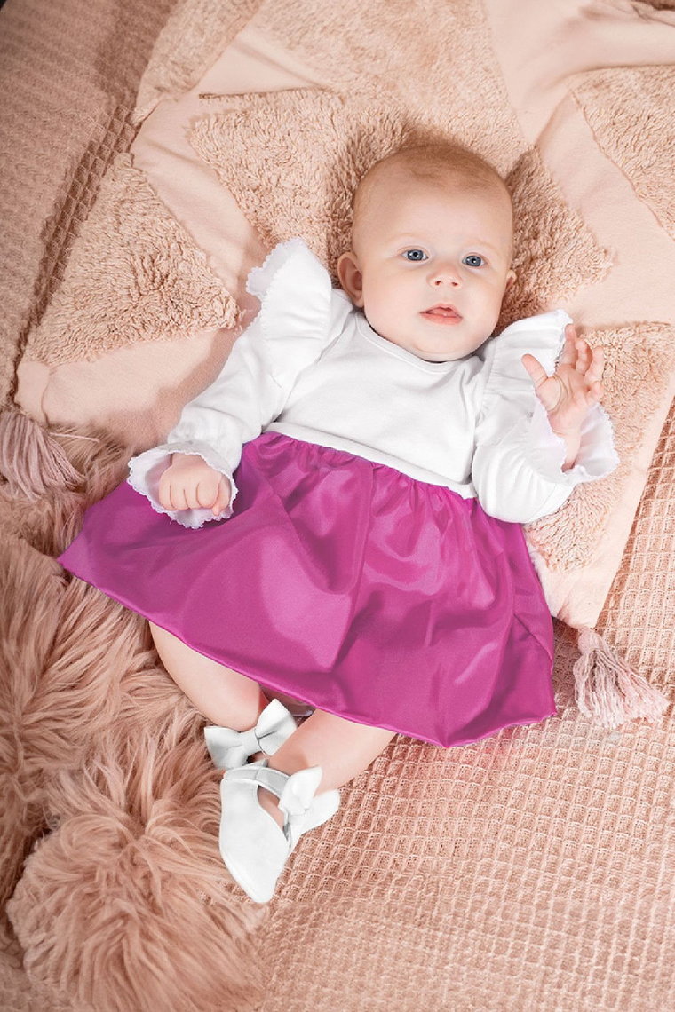 Sukienko-body dla dziewczynki biało-fioletowe