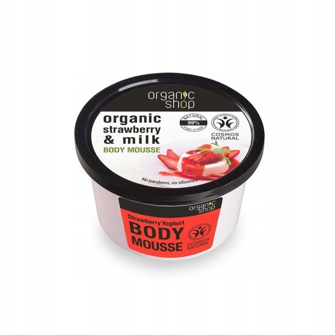 Organic Shop Organic Strawberry & Milk Body Mousse mus do ciała o zapachu truskawkowego jogurtu 250ml