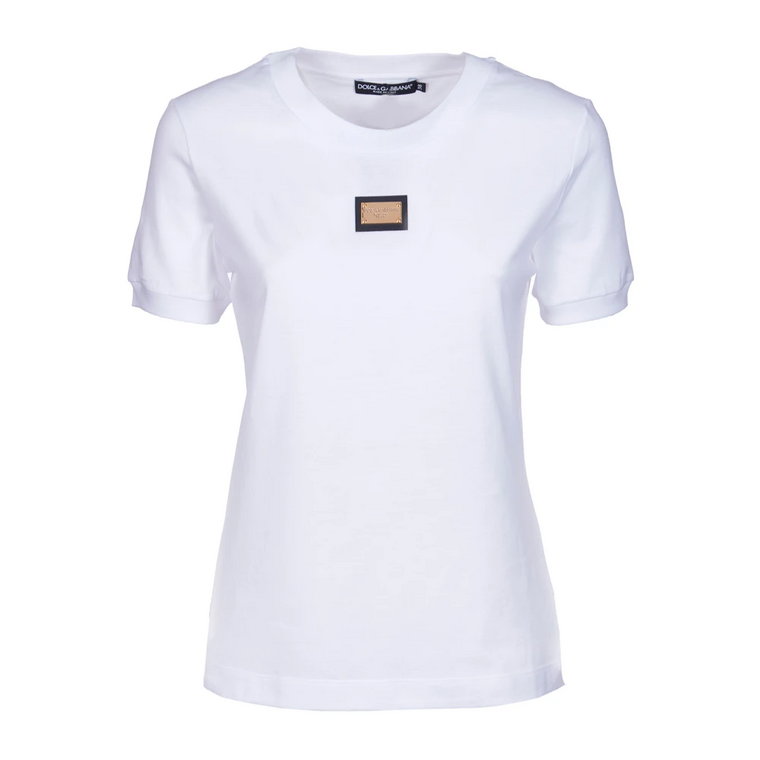 Białe koszulki i pola z szerokością Pinaforemetal Dolce & Gabbana