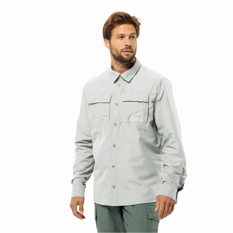 Męska koszula trekkingowa Jack Wolfskin BARRIER LS SHIRT M Cool Grey - S