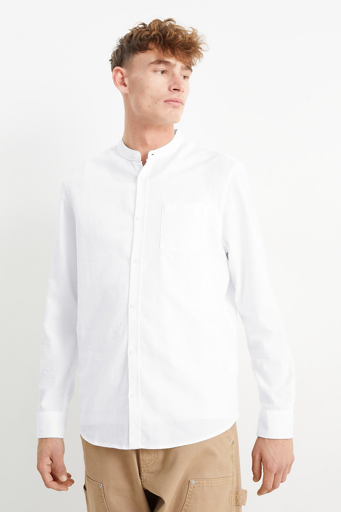 C&A Koszula-regular fit-stójka, Biały, Rozmiar: L