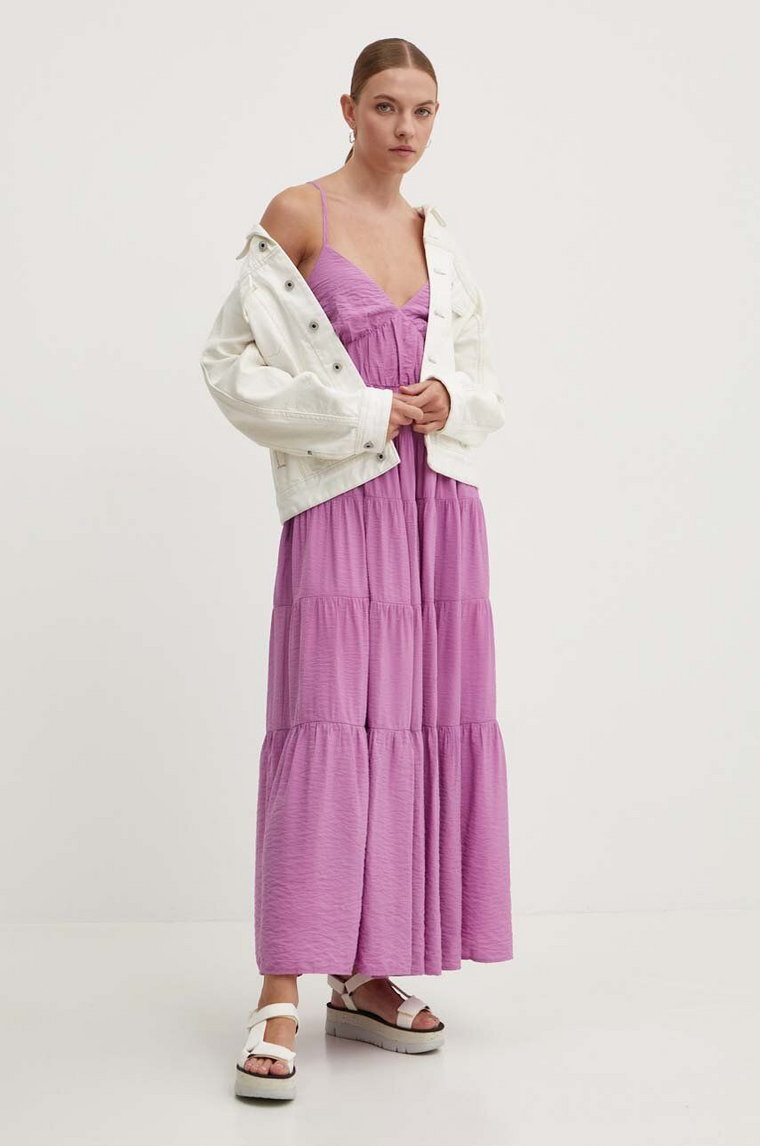 Abercrombie & Fitch sukienka kolor fioletowy maxi rozkloszowana