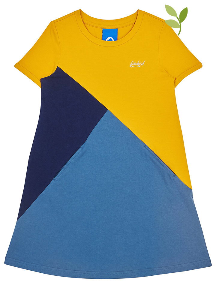 finkid Sukienka "Merkortti" w kolorze niebiesko-żółtym