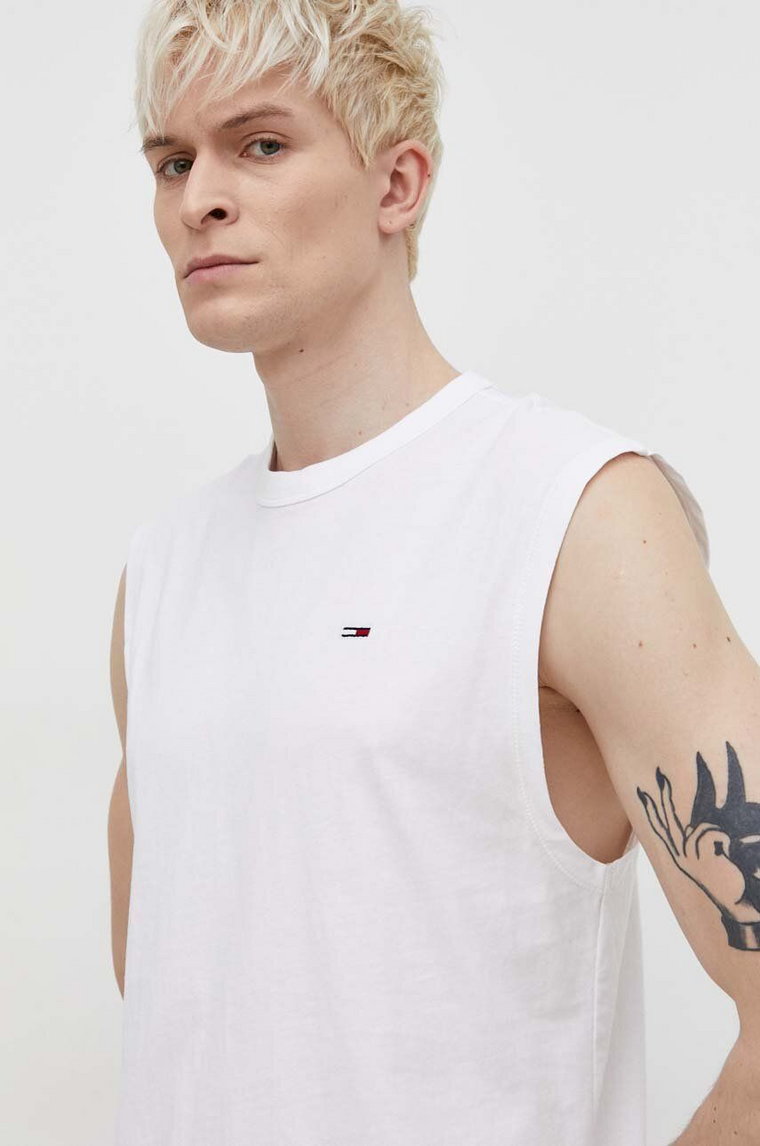 Tommy Jeans t-shirt bawełniany męski kolor biały DM0DM18671