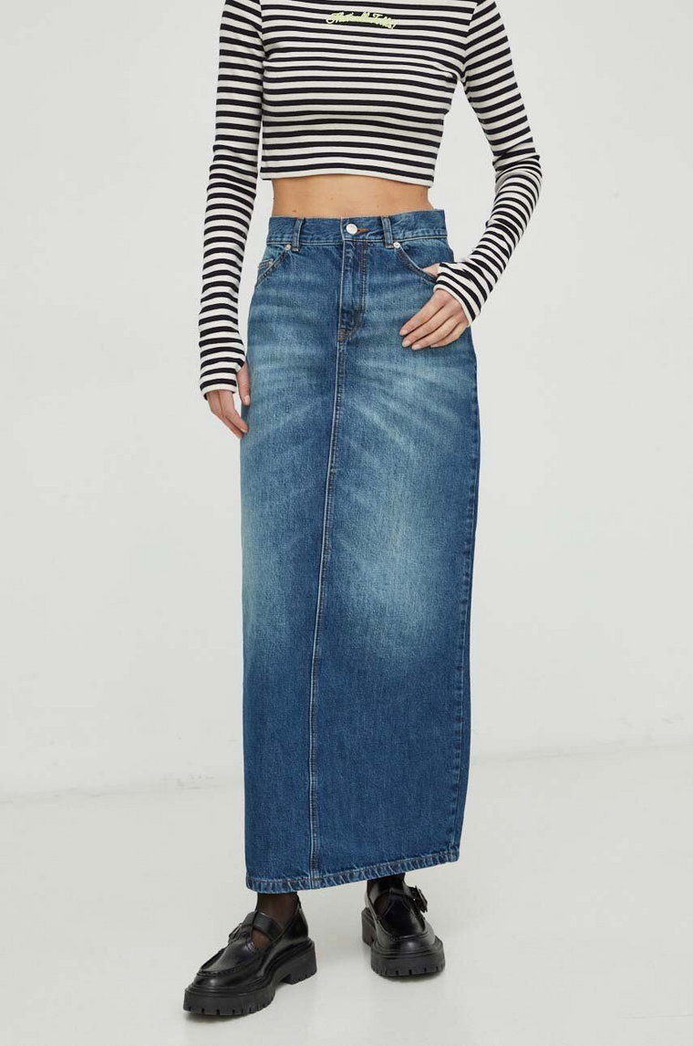 MAX&Co. spódnica jeansowa x CHUFY kolor niebieski midi prosta 2418101011200