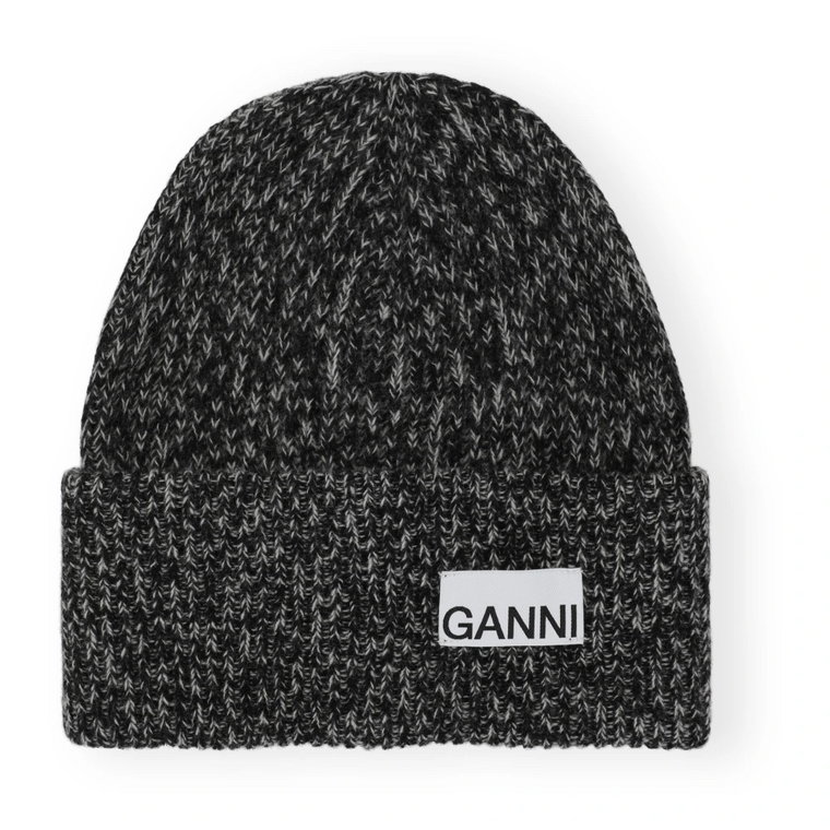 Czarna Czapka Beanie Ganni