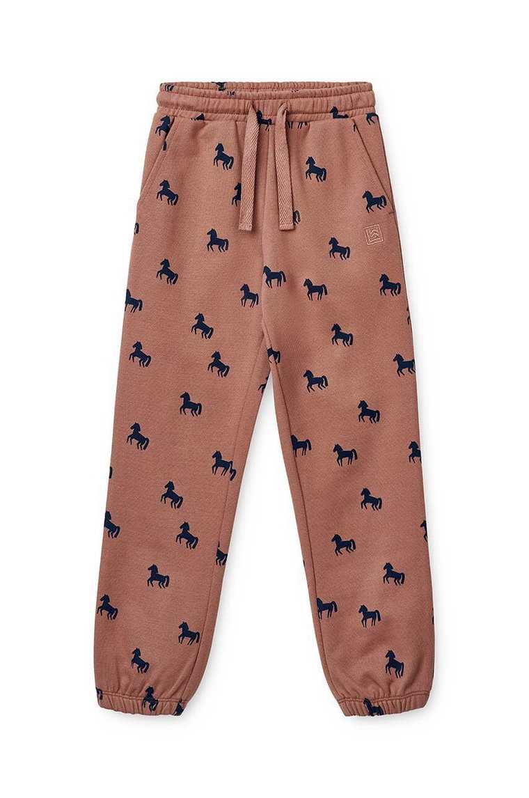 Liewood spodnie dresowe bawełniane dziecięce kolor różowy gładkie