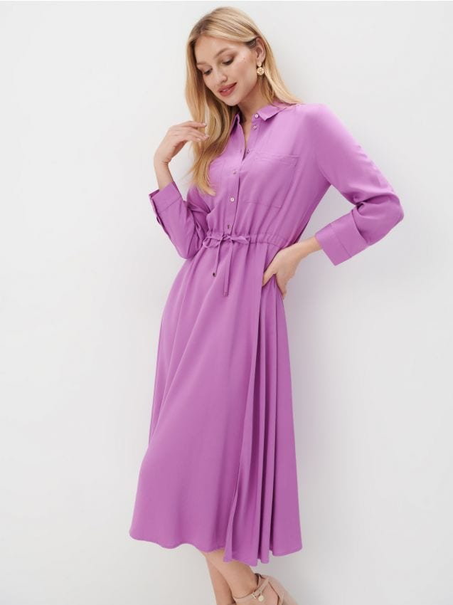 Mohito - Koszulowa sukienka midi z wiskozy - fioletowy