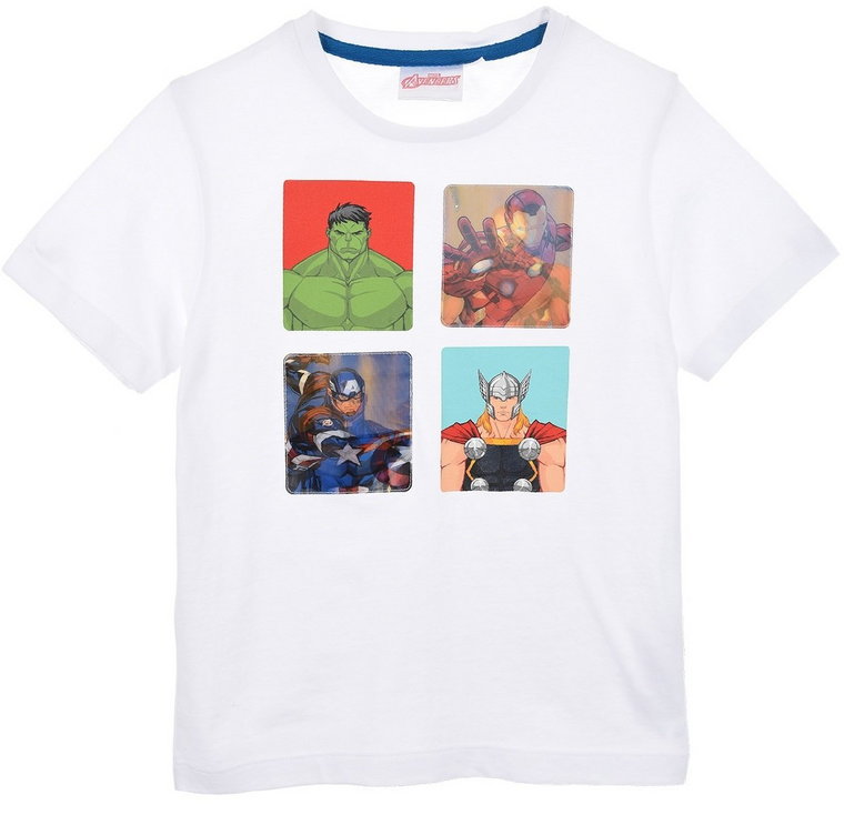 Biały t-shirt dla chłopca Avengers