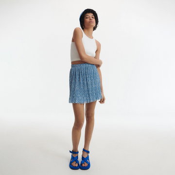 Reserved - Plisowana spódnica mini - Niebieski