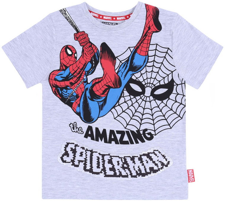 Szara koszulka, t-shirt Spiderman MARVEL 7-8 lat 128 cm