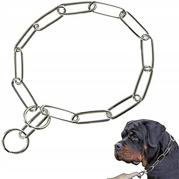 Obroża dla psa łańcuszek długie ogniwko zacisk S