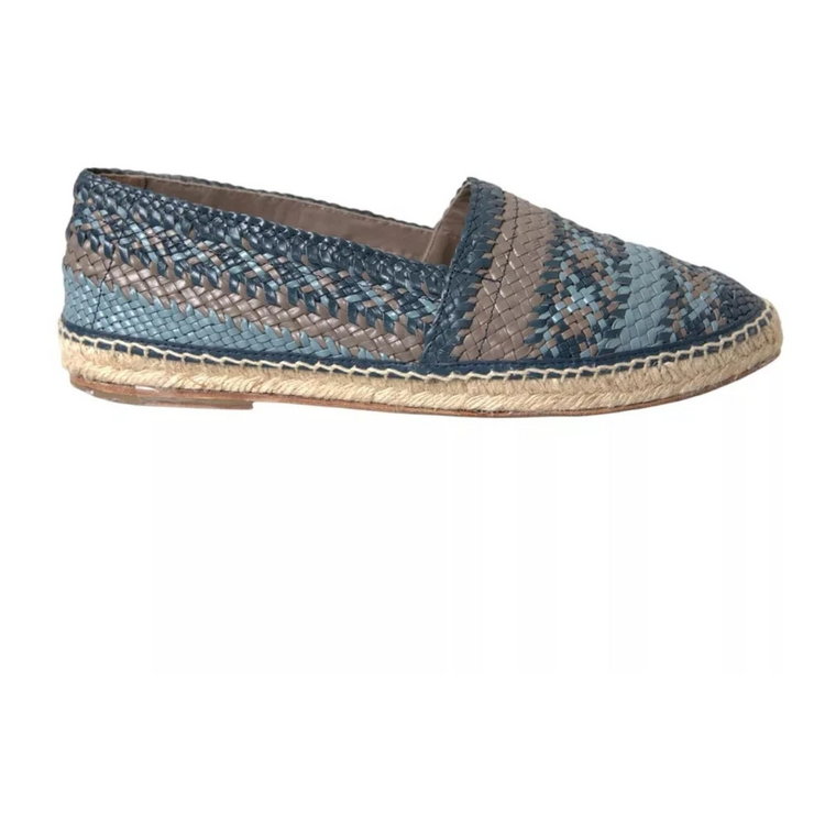 Niebiesko-Szare Skórzane Espadryle Dolce & Gabbana