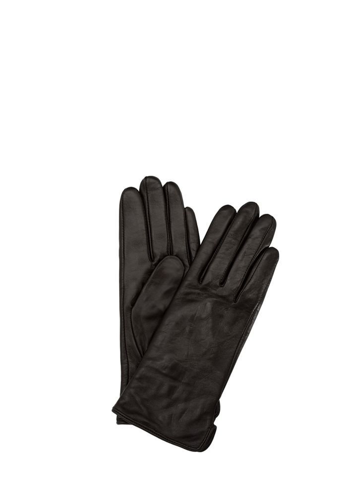 Skórzane ciemnobrązowe rękawiczki damskie
