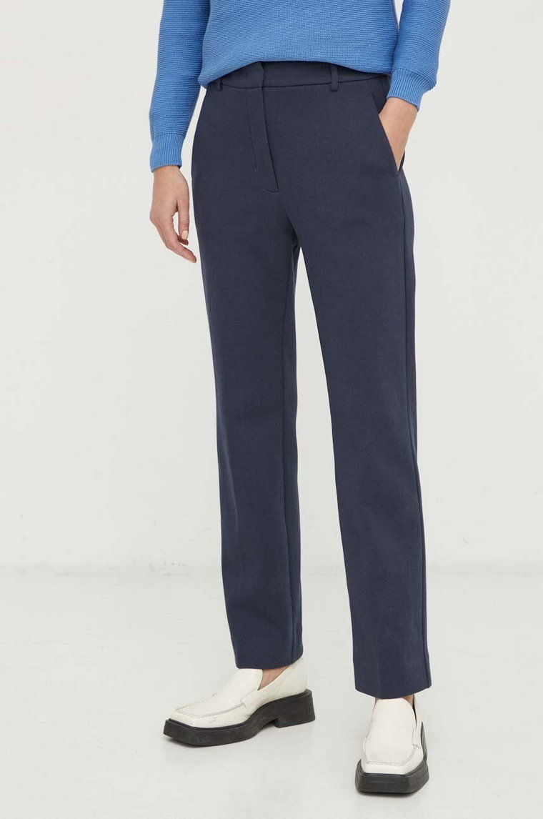 Weekend Max Mara spodnie damskie kolor granatowy proste high waist