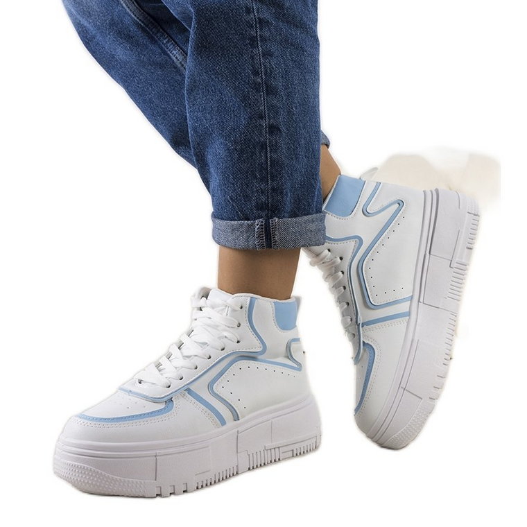 Biało-niebieskie sneakersy za kostkę Zetta białe