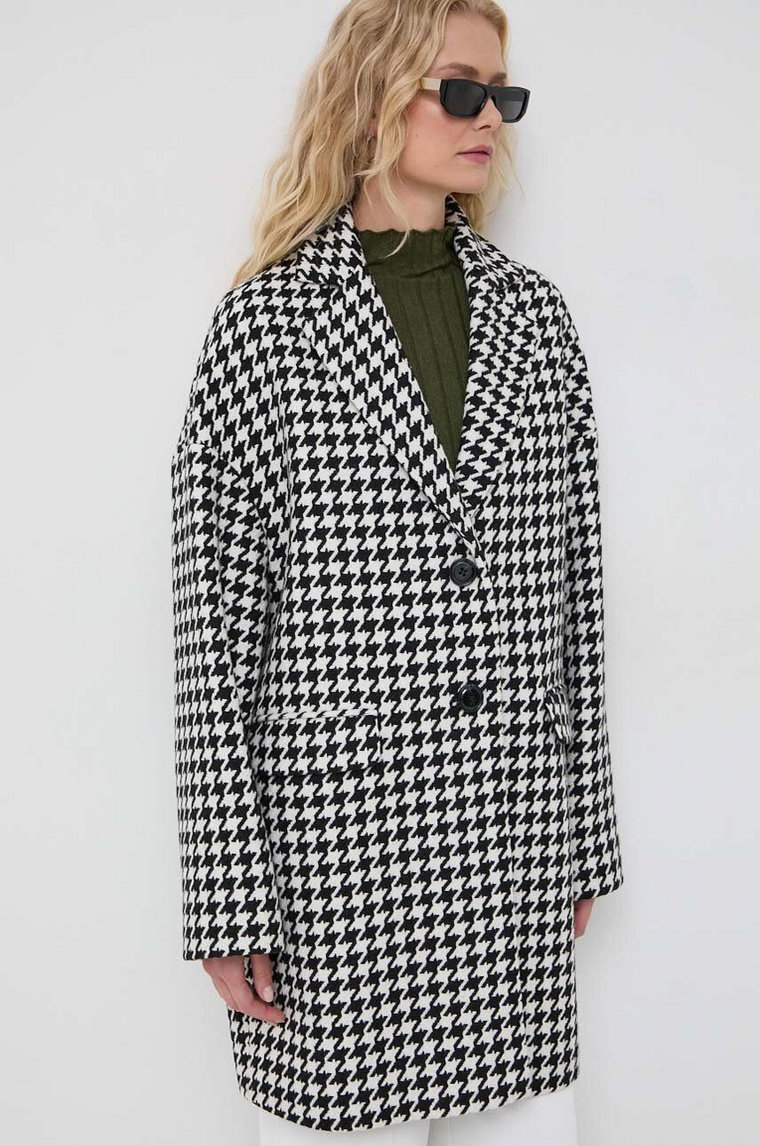 MAX&Co. płaszcz z domieszką wełny kolor czarny przejściowy oversize
