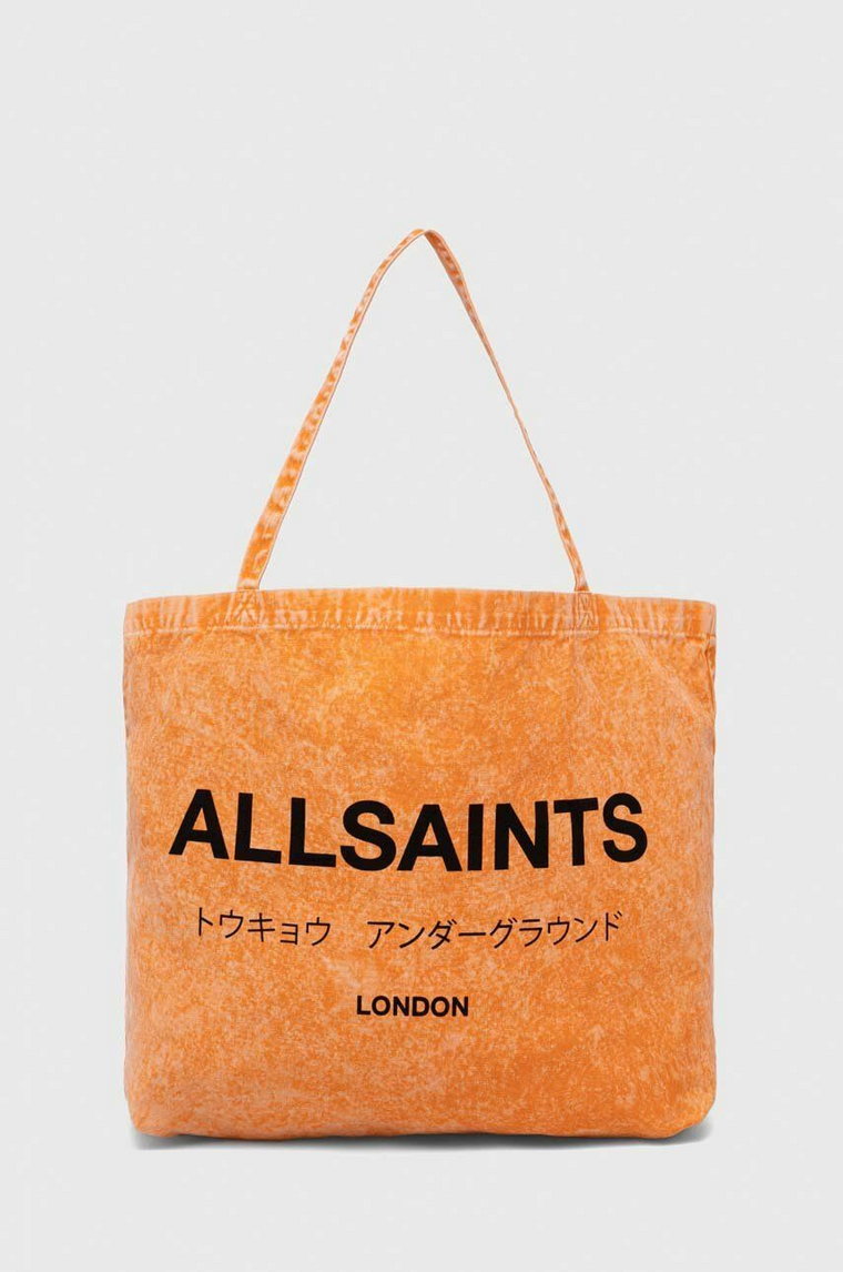 AllSaints torba bawełniana UNDERGROUND ACI TOTE kolor pomarańczowy MB530Y