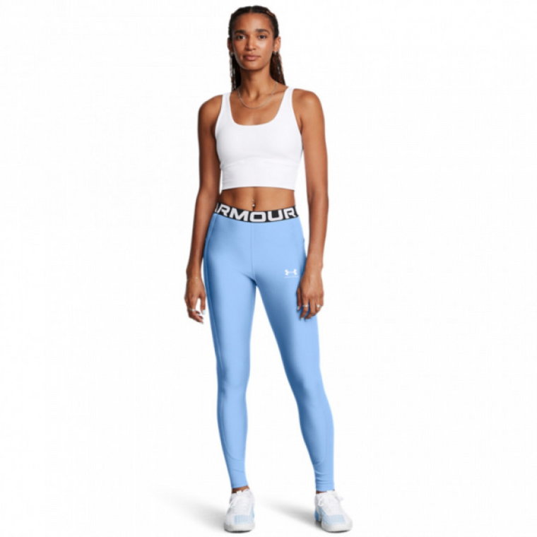 Damskie legginsy treningowe Under Armour Heatgear Rib Legging - niebieskie