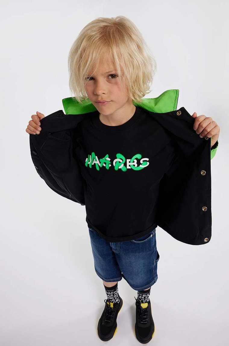Marc Jacobs t-shirt bawełniany dziecięcy kolor czarny z nadrukiem